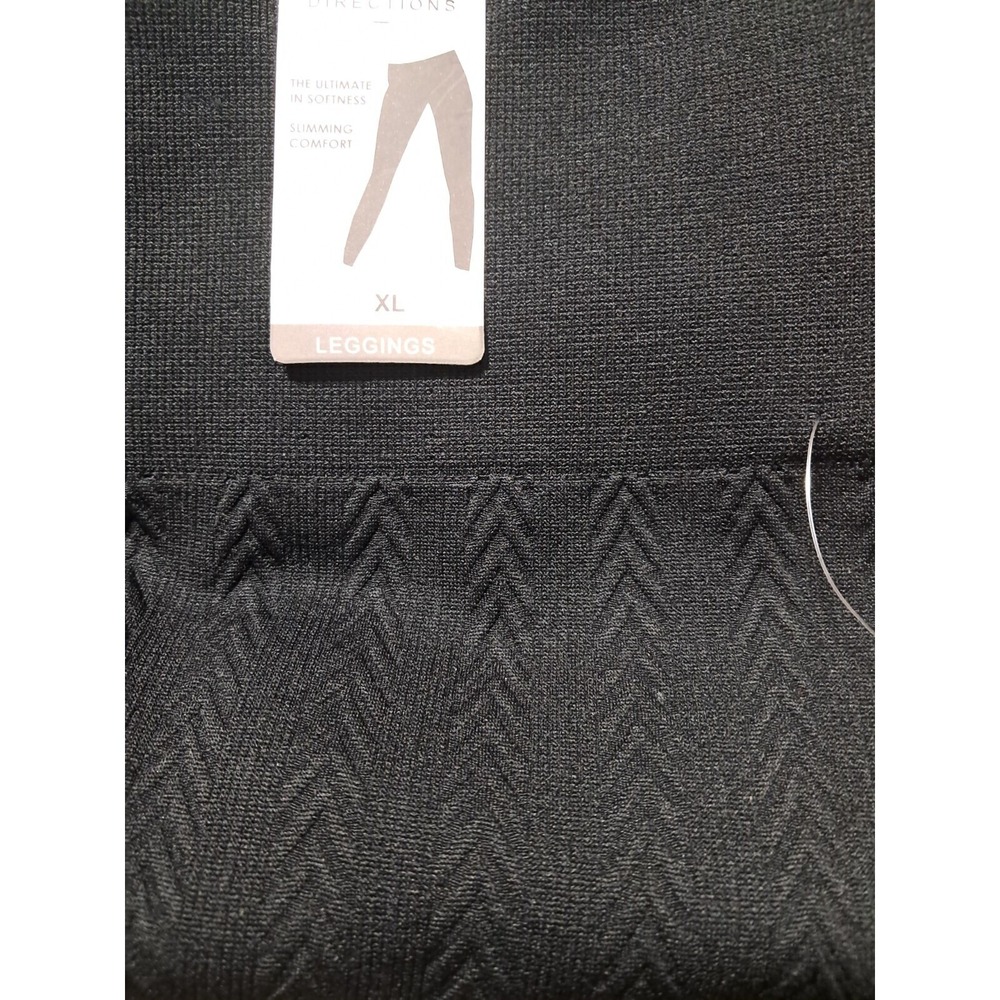 New Directions leggings, Black, XL, Slimming Comfort, 4" Waistband, Textured
